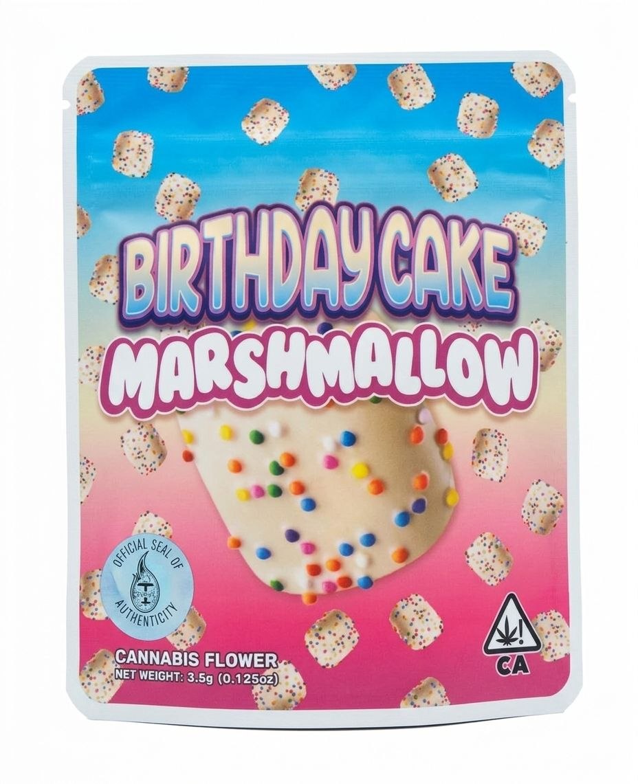 “Birthday Cake Marshmallow Sprinklez cannabis edible” “Birthday Cake Marshmallow Sprinklez cannabis edible”